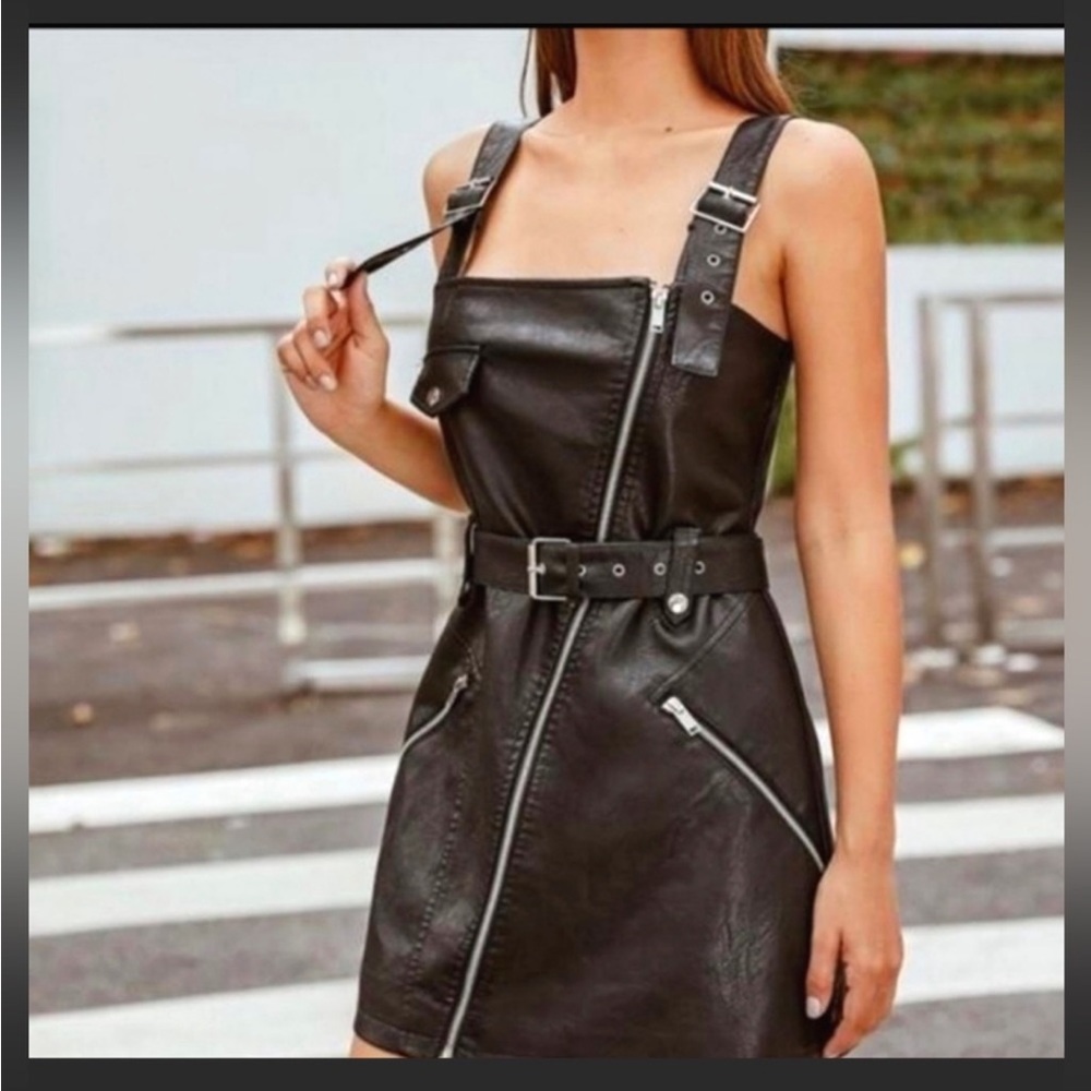 NWT Genuine Leather Zara Biker Dress